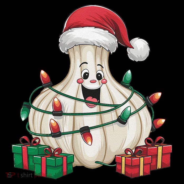 Garlic Xmas Lighting Funny Garlic Christmas Tall T-Shirt