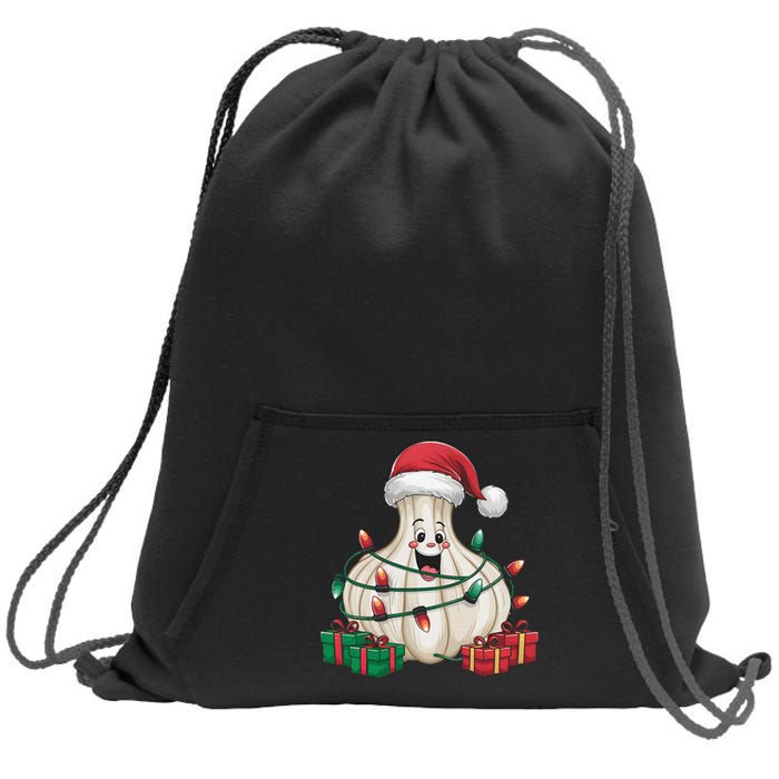 Garlic Xmas Lighting Funny Garlic Christmas Sweatshirt Cinch Pack Bag