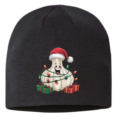 Garlic Xmas Lighting Funny Garlic Christmas Sustainable Beanie