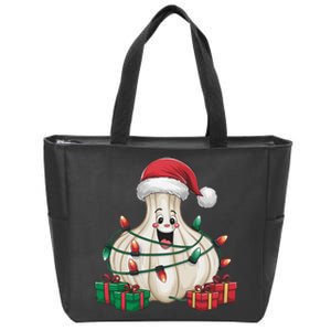 Garlic Xmas Lighting Funny Garlic Christmas Zip Tote Bag