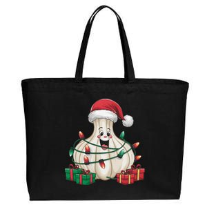 Garlic Xmas Lighting Funny Garlic Christmas Cotton Canvas Jumbo Tote