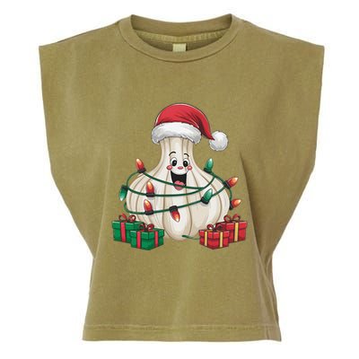 Garlic Xmas Lighting Funny Garlic Christmas Garment-Dyed Women's Muscle Tee