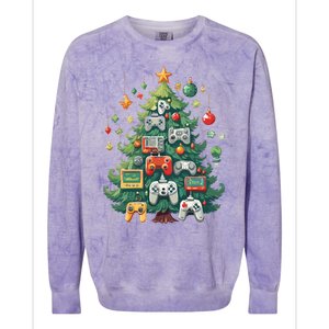 Gamer Xmas Merry Christmas Controller Ornats Tree Gift Colorblast Crewneck Sweatshirt