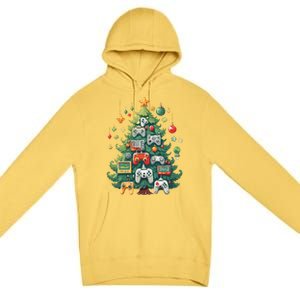 Gamer Xmas Merry Christmas Controller Ornats Tree Gift Premium Pullover Hoodie