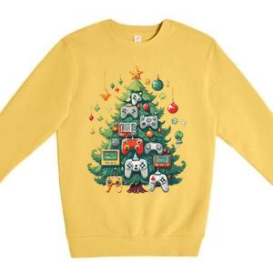 Gamer Xmas Merry Christmas Controller Ornats Tree Gift Premium Crewneck Sweatshirt