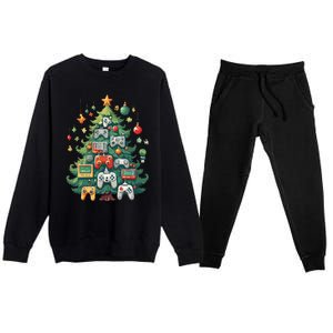 Gamer Xmas Merry Christmas Controller Ornats Tree Gift Premium Crewneck Sweatsuit Set