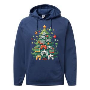 Gamer Xmas Merry Christmas Controller Ornats Tree Gift Performance Fleece Hoodie