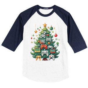 Gamer Xmas Merry Christmas Controller Ornats Tree Gift Baseball Sleeve Shirt