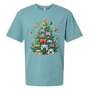 Gamer Xmas Merry Christmas Controller Ornats Tree Gift Sueded Cloud Jersey T-Shirt