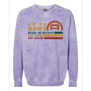 Gen X Nostalgia Raised On Mixtapes And Hose Water Colorblast Crewneck Sweatshirt