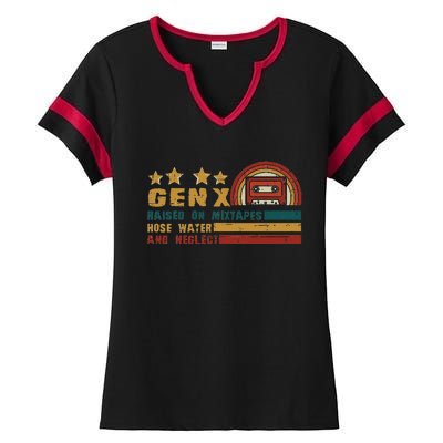 Gen X Nostalgia Raised On Mixtapes And Hose Water Ladies Halftime Notch Neck Tee