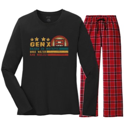 Gen X Nostalgia Raised On Mixtapes And Hose Water Women's Long Sleeve Flannel Pajama Set 