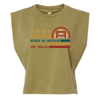 Gen X Nostalgia Raised On Mixtapes And Hose Water Garment-Dyed Women's Muscle Tee