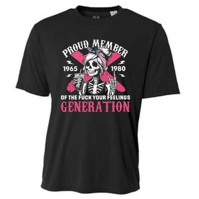 Gen X Proud Member Of The Fuck Your Feelings Skull Girl Cooling Performance Crew T-Shirt