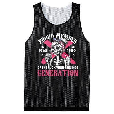 Gen X Proud Member Of The Fuck Your Feelings Skull Girl Mesh Reversible Basketball Jersey Tank