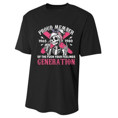 Gen X Proud Member Of The Fuck Your Feelings Skull Girl Performance Sprint T-Shirt