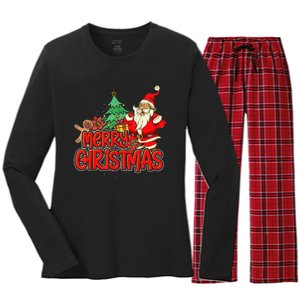 Gingerbread Xmas Pajama Christmas Kid Gifts Santa Claus Women's Long Sleeve Flannel Pajama Set 