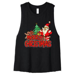 Gingerbread Xmas Pajama Christmas Kid Gifts Santa Claus Women's Racerback Cropped Tank