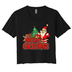 Gingerbread Xmas Pajama Christmas Kid Gifts Santa Claus Women's Crop Top Tee