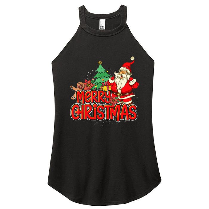 Gingerbread Xmas Pajama Christmas Kid Gifts Santa Claus Women's Perfect Tri Rocker Tank