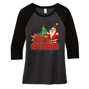 Gingerbread Xmas Pajama Christmas Kid Gifts Santa Claus Women's Tri-Blend 3/4-Sleeve Raglan Shirt