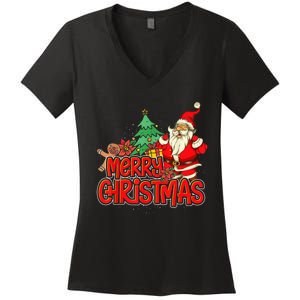 Gingerbread Xmas Pajama Christmas Kid Gifts Santa Claus Women's V-Neck T-Shirt