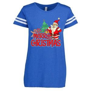 Gingerbread Xmas Pajama Christmas Kid Gifts Santa Claus Enza Ladies Jersey Football T-Shirt