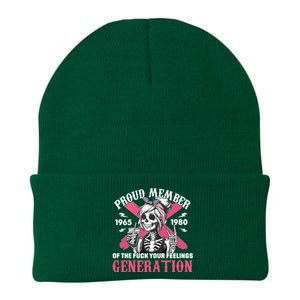 Gen X Proud Member Of The Fuck Your Feelings Skull Girl Knit Cap Winter Beanie