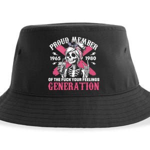 Gen X Proud Member Of The Fuck Your Feelings Skull Girl Sustainable Bucket Hat