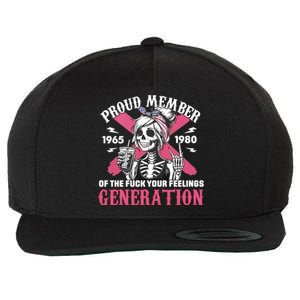 Gen X Proud Member Of The Fuck Your Feelings Skull Girl Wool Snapback Cap