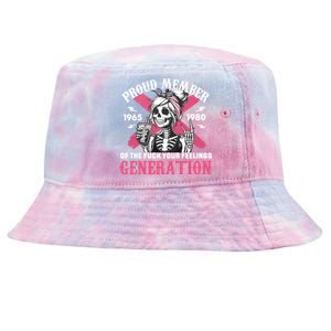 Gen X Proud Member Of The Fuck Your Feelings Skull Girl Tie-Dyed Bucket Hat