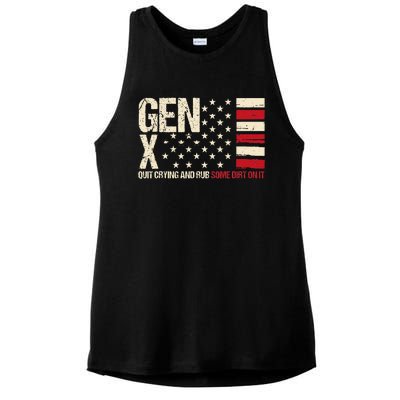 Gen X Quit Crying And Rub Some Dirt On It Ladies PosiCharge Tri-Blend Wicking Tank