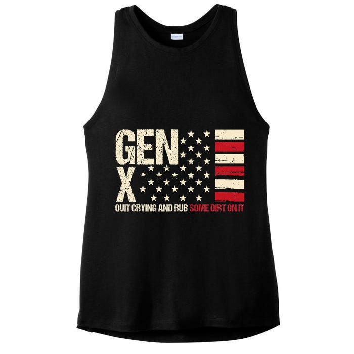 Gen X Quit Crying And Rub Some Dirt On It Ladies PosiCharge Tri-Blend Wicking Tank