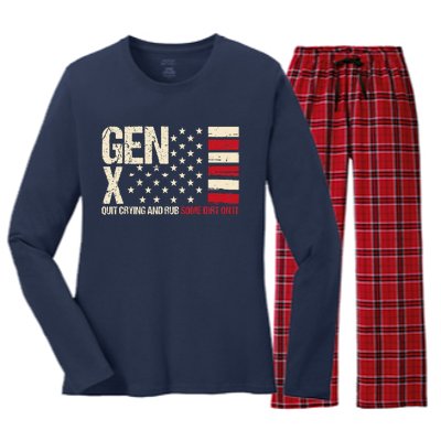 Gen X Quit Crying And Rub Some Dirt On It Women's Long Sleeve Flannel Pajama Set 