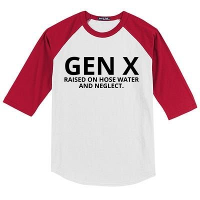 Gen X Raised On Hose Water And Neglect Kids Colorblock Raglan Jersey