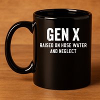 Gen X Raised On Hose Water And Neglect Humor Generation X 11oz C Handle Ceramic Mug