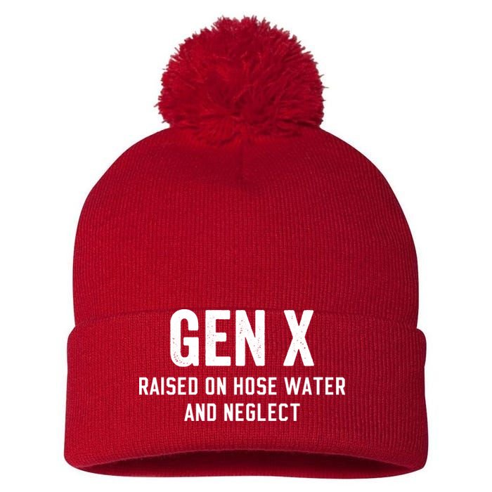 Gen X Raised On Hose Water And Neglect Humor Generation X Pom Pom 12in Knit Beanie
