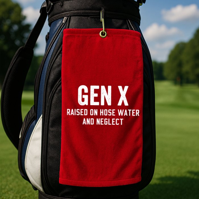 Gen X Raised On Hose Water And Neglect Humor Generation X Golf Towel