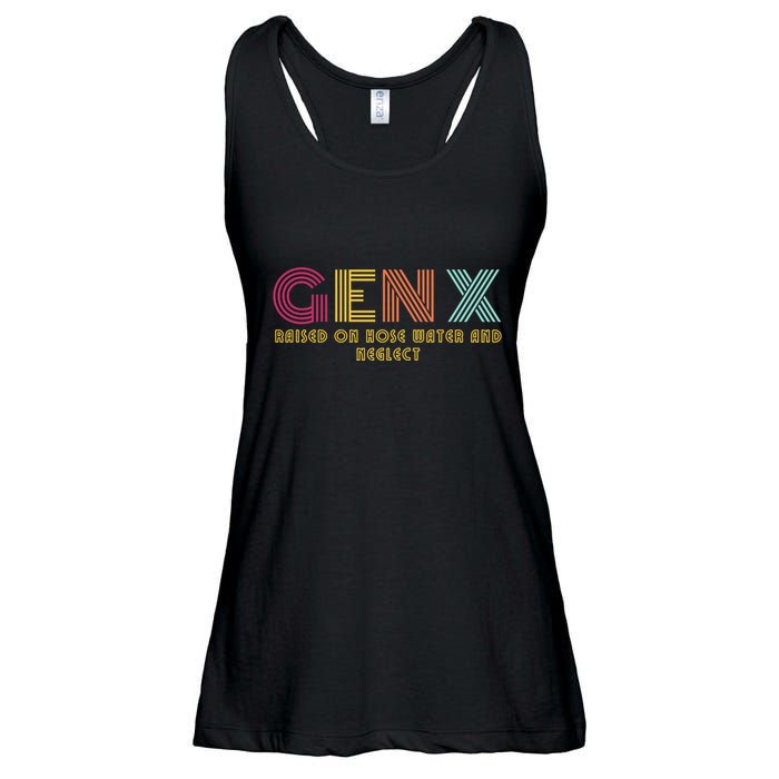 Gen X Raised On Hose Water And Neglect Funny Generation X Ladies Essential Flowy Tank
