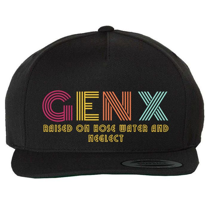Gen X Raised On Hose Water And Neglect Funny Generation X Wool Snapback Cap