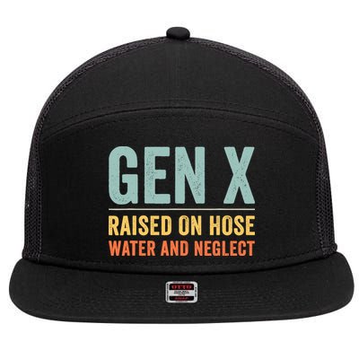 Gen X Raised On Hose Water And Neglect Retro Generation X 7 Panel Mesh Trucker Snapback Hat