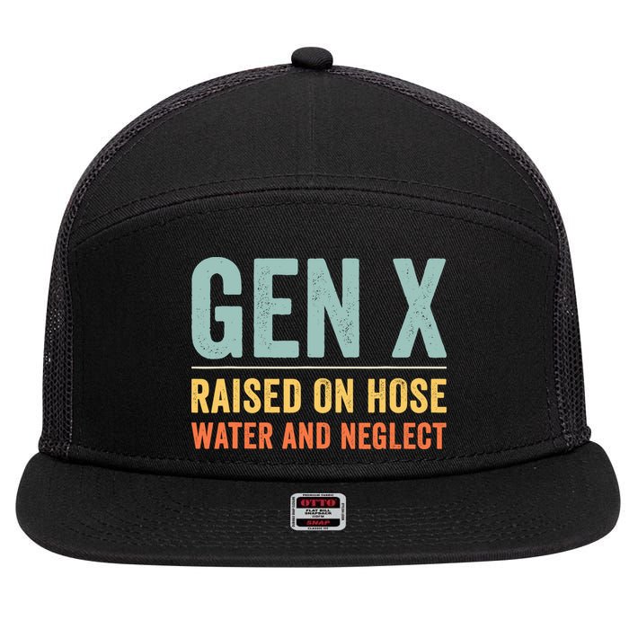 Gen X Raised On Hose Water And Neglect Retro Generation X 7 Panel Mesh Trucker Snapback Hat