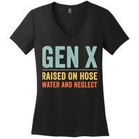 Gen X Raised On Hose Water And Neglect Retro Generation X Women's V-Neck T-Shirt