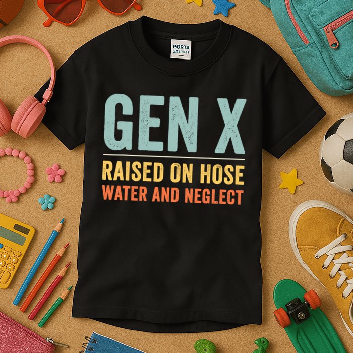 Gen X Raised On Hose Water And Neglect Retro Generation X Kids T-Shirt