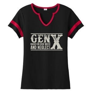 Gen X Raised On Hose Water And Neglect Humor Generation X Ladies Halftime Notch Neck Tee