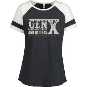 Gen X Raised On Hose Water And Neglect Humor Generation X Enza Ladies Jersey Colorblock Tee