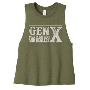 Gen X Raised On Hose Water And Neglect Humor Generation X Women's Racerback Cropped Tank