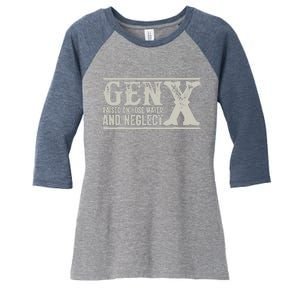 Gen X Raised On Hose Water And Neglect Humor Generation X Women's Tri-Blend 3/4-Sleeve Raglan Shirt