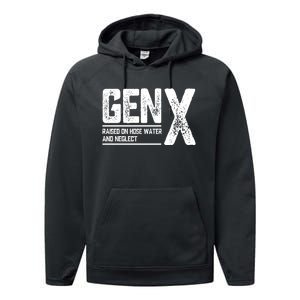 Gen X Raised On Hose Water And Neglect Retro Generation X Performance Fleece Hoodie