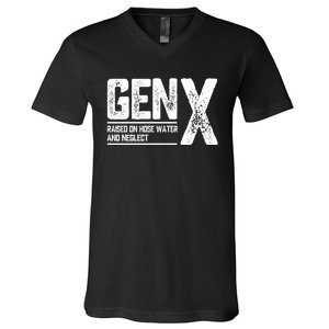 Gen X Raised On Hose Water And Neglect Retro Generation X V-Neck T-Shirt